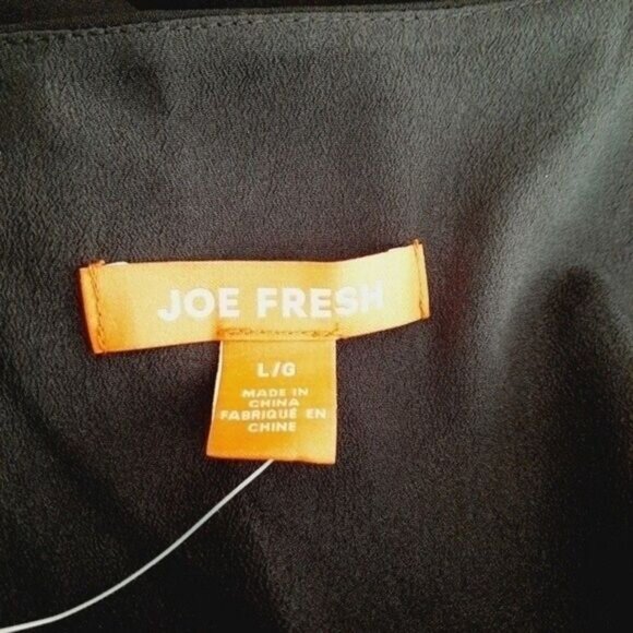 JOE FRESH Blouson Sleeveless Knee Length Drawstring Waist Dress Black Sz L - Picture 8 of 9